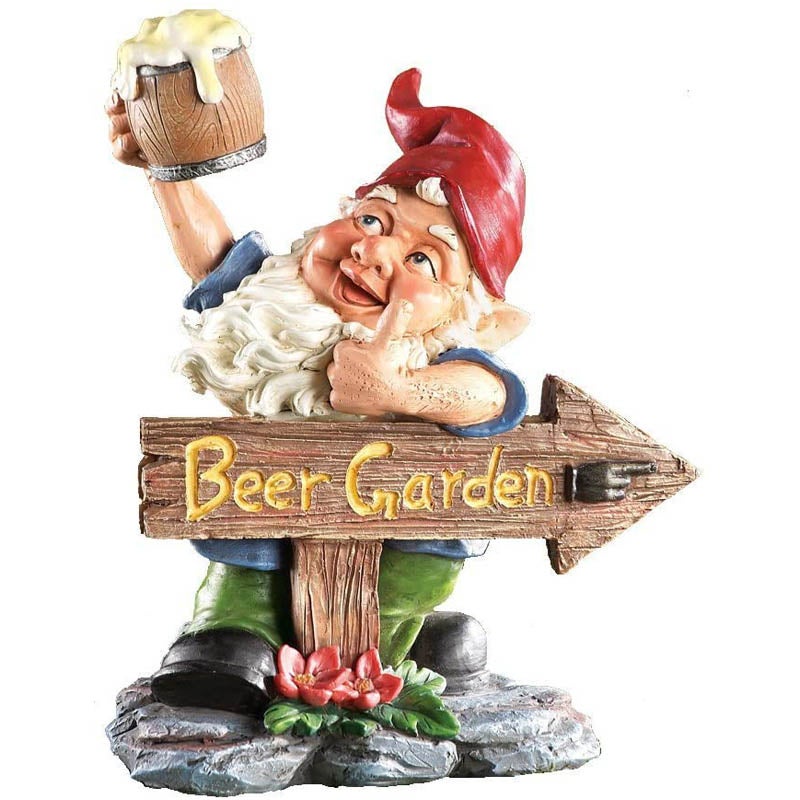 Catzon Beer Garden Gnome Statue Resin Weatherproof Lawn Ornament