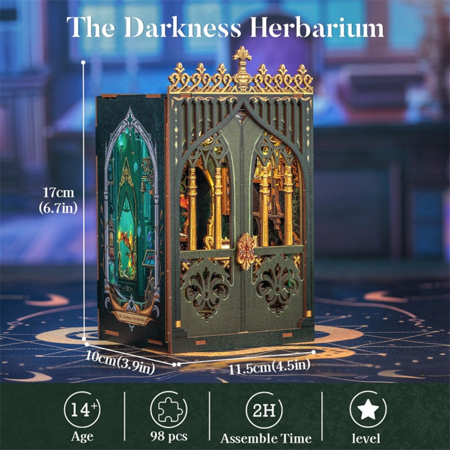 Catzon Book Nook Kit 3D Wooden Puzzle Dollhouse Set with LED Light for Birthday Gift-MF02