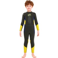 Catzon Boys 2.5mm Neoprene Full Body Wetsuit UV Protection Keep Warm Long Sleeve Swimsuit-Grey
