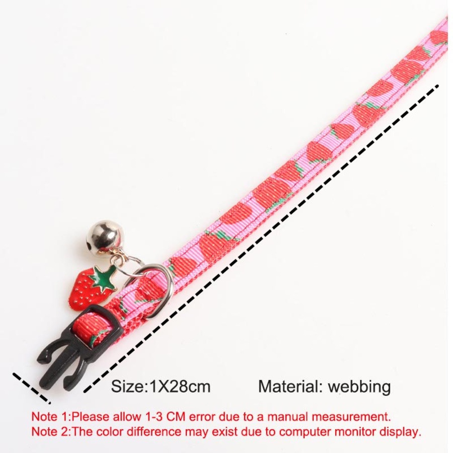 Catzon Breakaway Cat Collar with Bell Safety Adjustable Cat Collars-Strawberry