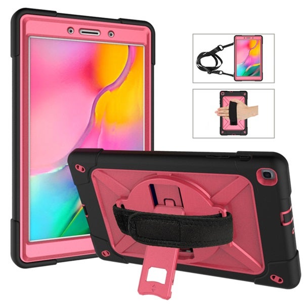 Catzon C-Robot Tablet Case Rugged Heavy Duty Shockproof Stand Cover For Samsung Galaxy Tab A 10.1 T515/T510(2019)-Black&RoseRed