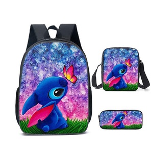 Catzon Cartoon Backpack Set with Shoulder Bag & Pencil Bag Adjustable-D