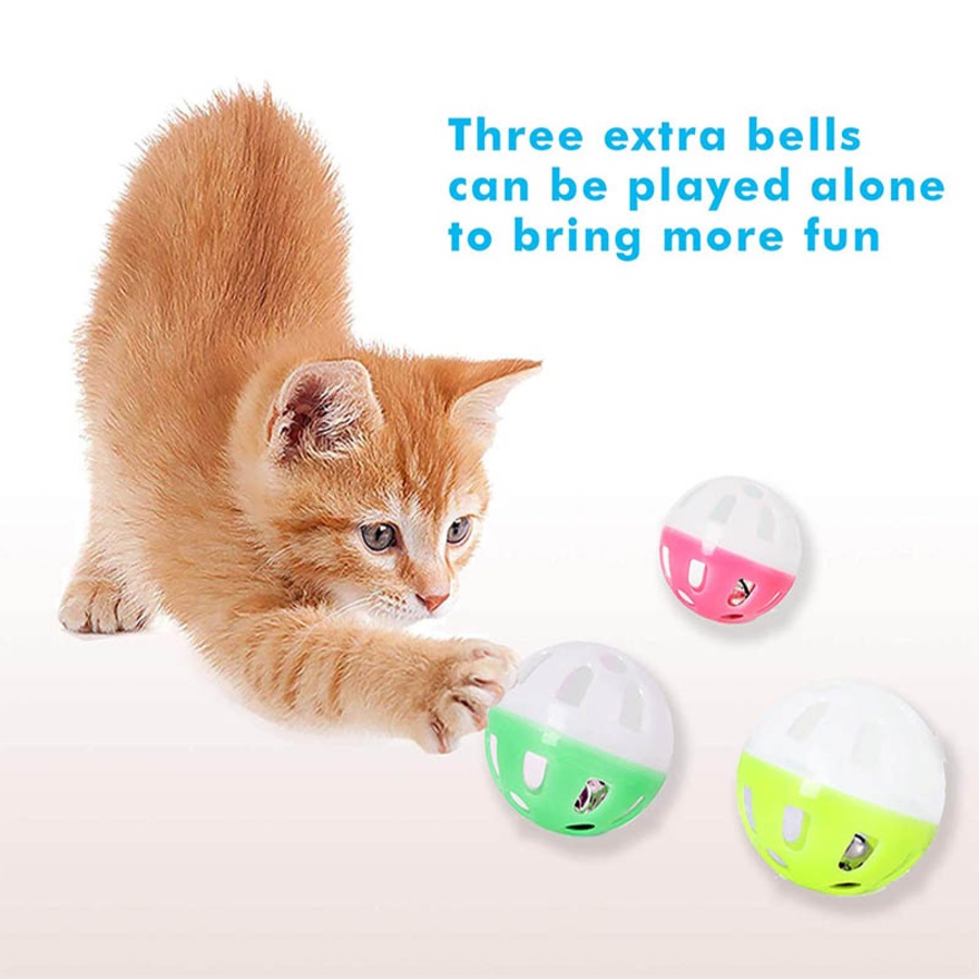 Catzon Cat Toy Roller 3 Level Turntable with Six Colorful Balls Interactive Puzzle Kitten Toys Pink