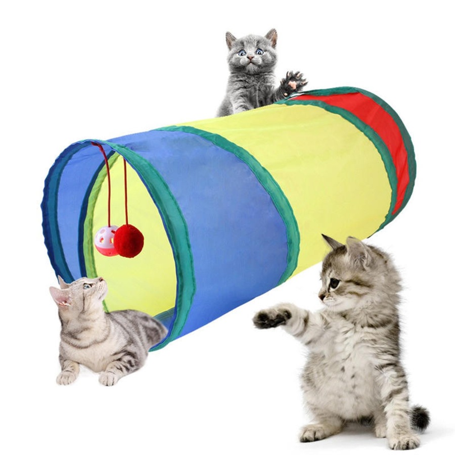 Catzon Cat Tunnel for Indoor Cats Collapsible Pop-up Pet Tube Hideaway Play Toys-2 Tunnels