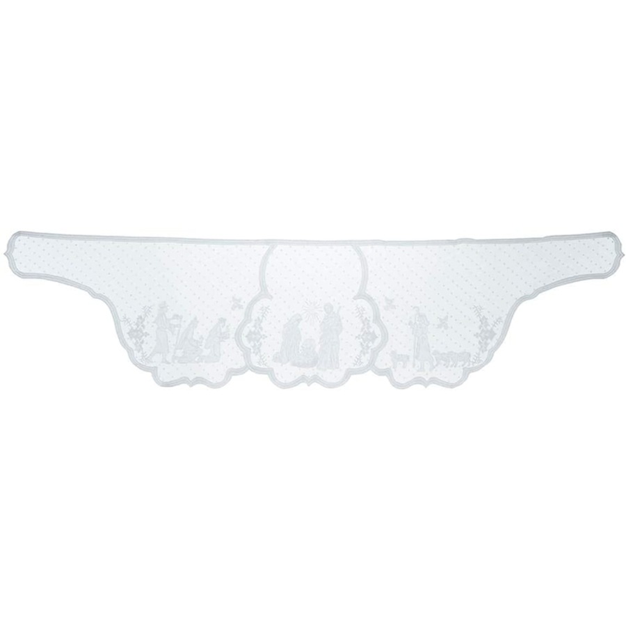 Catzon Christmas Mantel Fireplace Scarf White Lace Jesus Garland Decoration