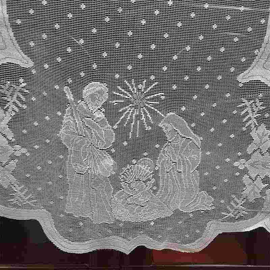 Catzon Christmas Mantel Fireplace Scarf White Lace Jesus Garland Decoration