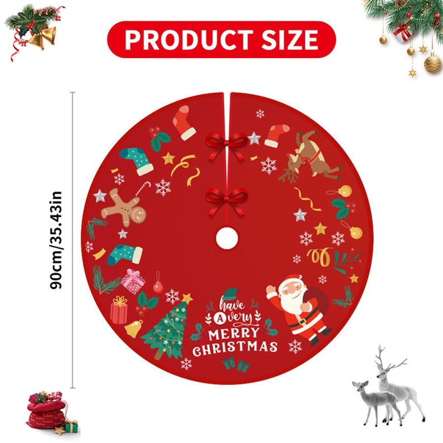 Catzon Christmas Tree Skirt 35 Inch Tree Skirt for Xmas Holiday Party Decor-17
