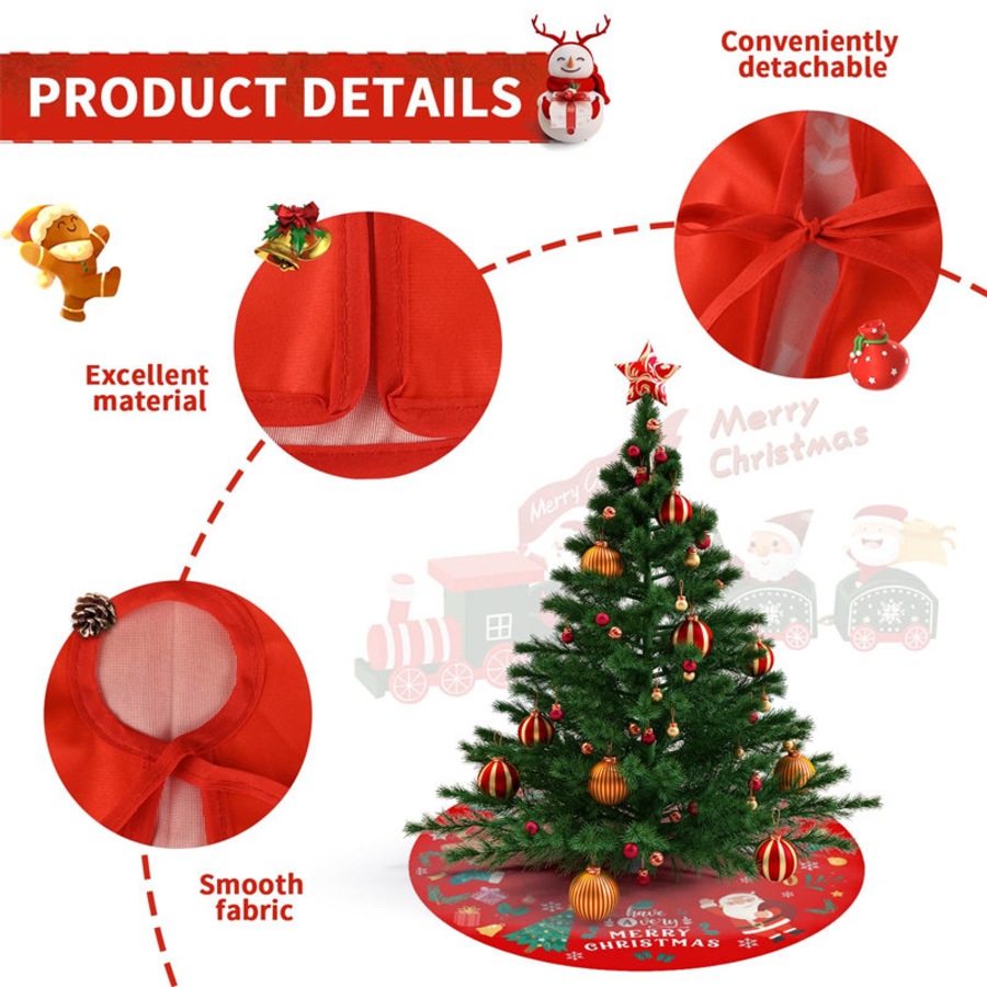 Catzon Christmas Tree Skirt 35 Inch Tree Skirt for Xmas Holiday Party Decor-17