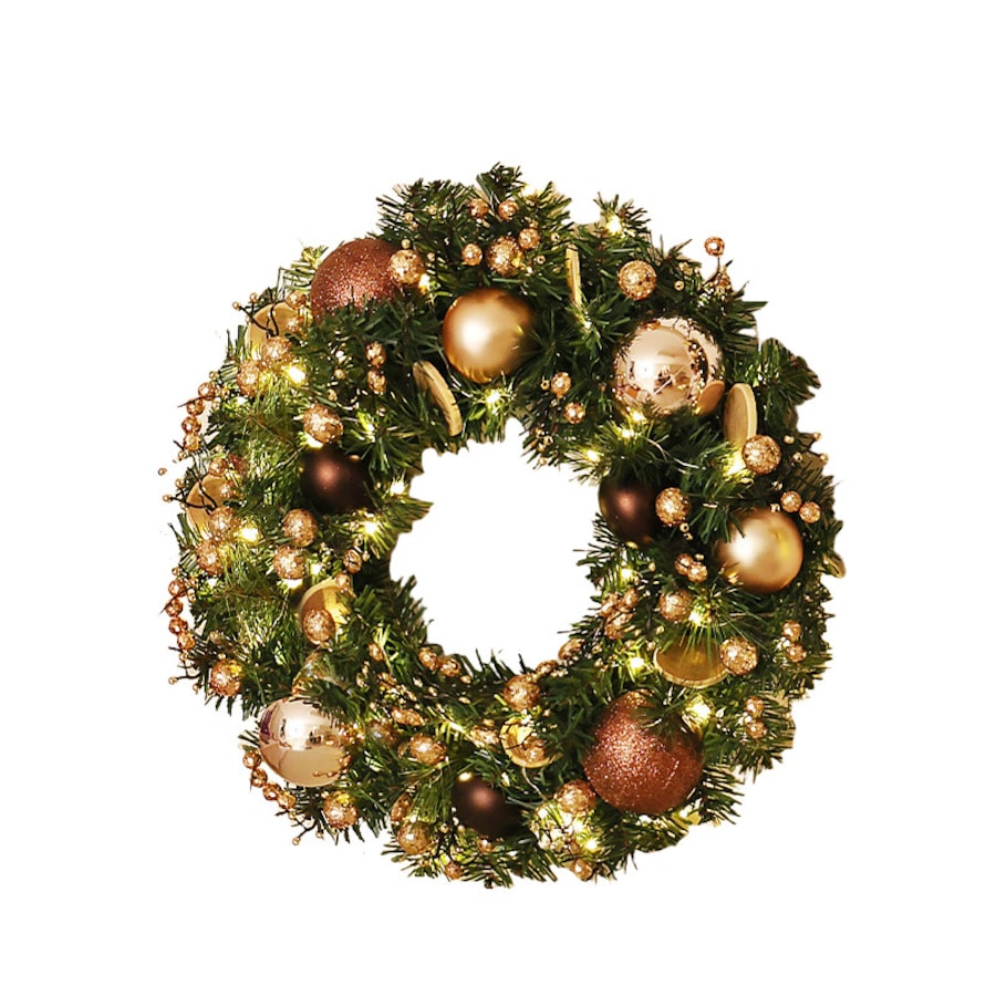Catzon Christmas Wreaths with Light Artificial Wreath Holiday Decoration for Front Door-Brown