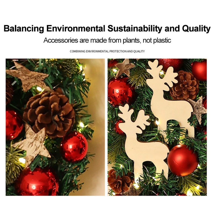 Catzon Christmas Wreaths with Light Artificial Wreath Holiday Decoration for Front Door-Red