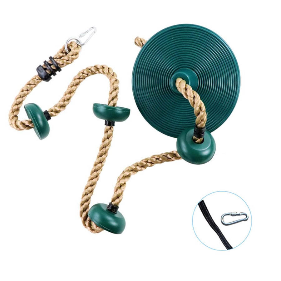 Catzon Climbing Rope Platform Disc Swing Set Includes Free Hanging Strap Carabiner-Green