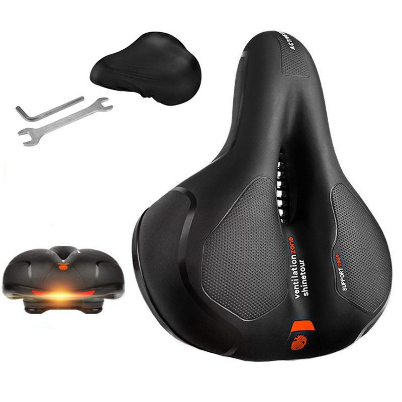 Catzon Comfortable Bike Seat Cushion with Dual Shock Absorbing Ball Reflective Strip-BlackRed