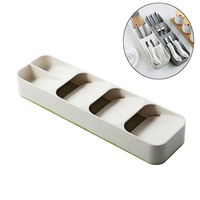 Catzon Compact Cutlery Organizer Kitchen Drawer Tray for Kitchen Drawer Holding Flatware Spoons Forks-White