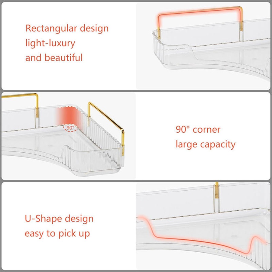 Catzon Corner Counter Shelf 3-Tier for Vanity Perfume Bathroom Organizers-Clear