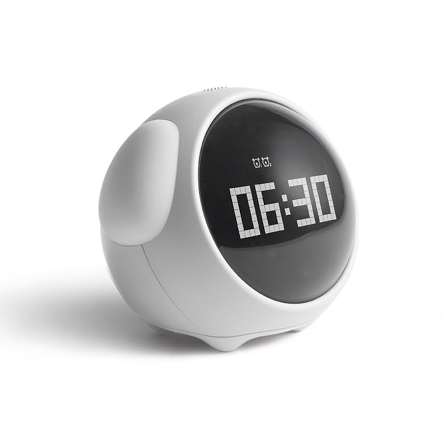 Catzon Cute Alarm Clock with Voice-Activated Night Light Wake Up Gift for Kids-White
