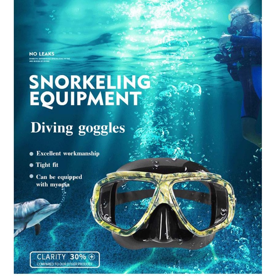 Catzon Diving Goggles Anti-Fog Coated Glass Myopic Optical Lens Adult Diving Mask Glasses Suitable For Swimming Scuba Diving-Camouflage