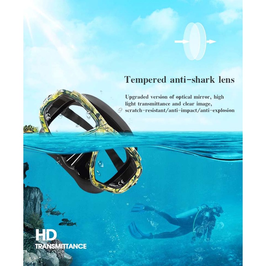 Catzon Diving Goggles Anti-Fog Coated Glass Myopic Optical Lens Adult Diving Mask Glasses Suitable For Swimming Scuba Diving-Camouflage