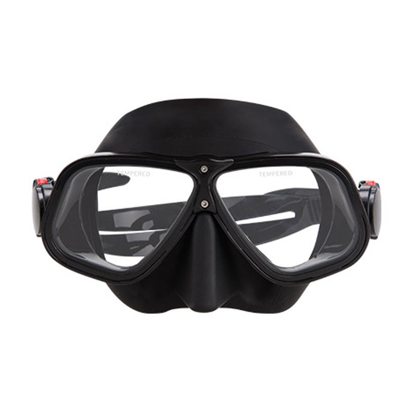 Catzon Diving Mask Anti-Fog Tempered Glass Waterproof Lens Adjustable Strap Adult Swimming Goggles For Snorkeling Scuba Diving-Full Black