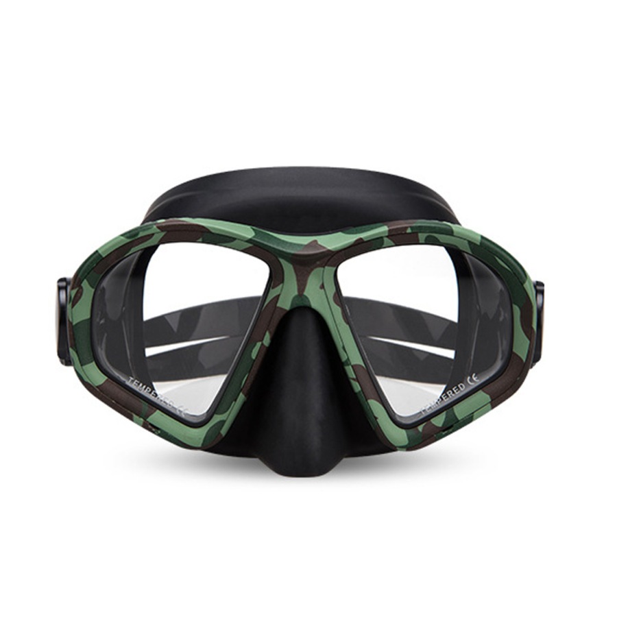 Catzon Diving Mask Anti-Fog Tempered Glass Waterproof Lens Swimming Goggles Suitable For Scuba Diving For Adult-ArmyGreen