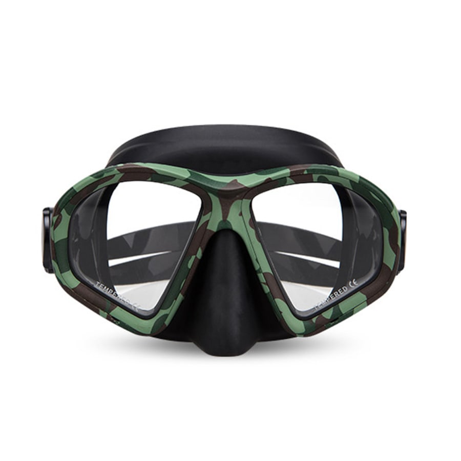 Catzon Diving Mask Anti-Fog Tempered Glass Waterproof Lens Swimming Goggles Suitable For Scuba Diving For Adult-ArmyGreen