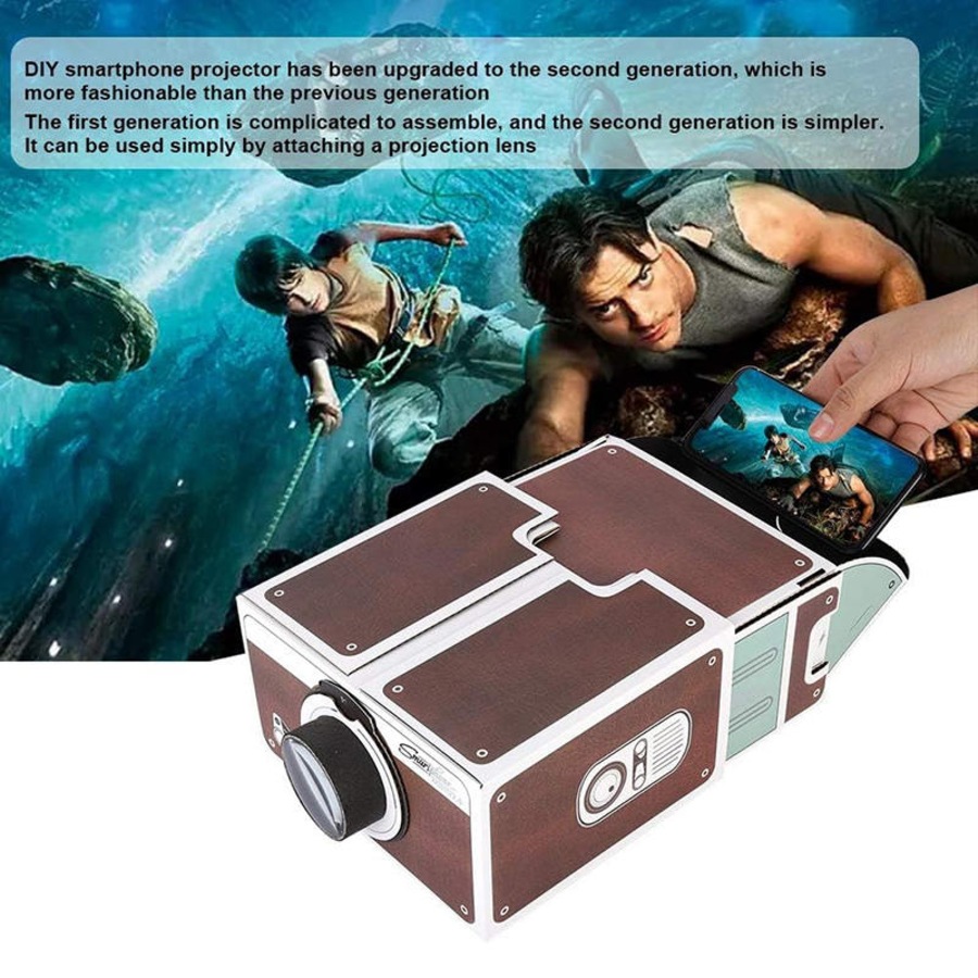 Catzon DIY Smartphone Projector Simple Portable Cardboard Beamer for Playing Video