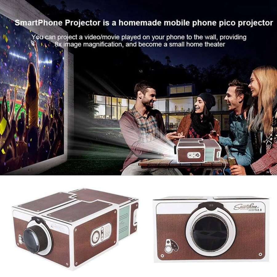Catzon DIY Smartphone Projector Simple Portable Cardboard Beamer for Playing Video
