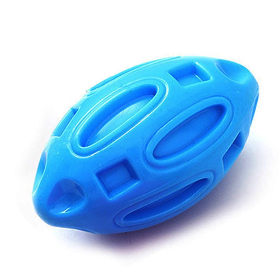 Catzon Dog Squeak Toys for Aggressive Chewers Durable Pet Rubber Football Toys Blue