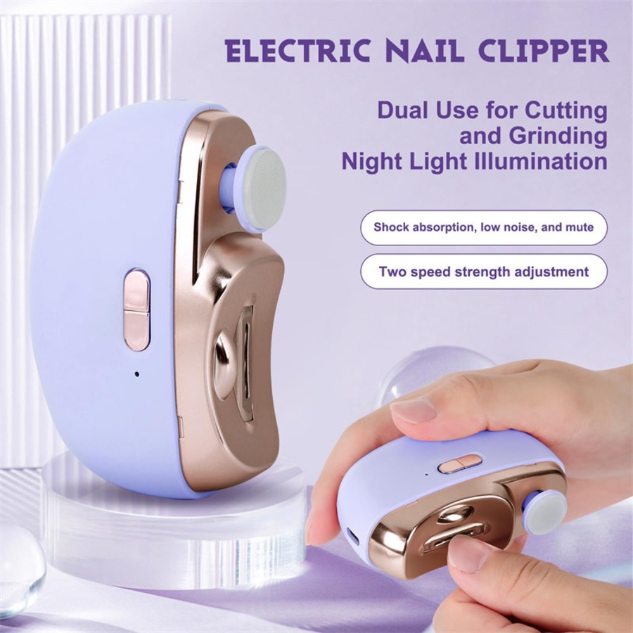 Catzon Electric Nail Clipper 2 in 1 Automatic Trimmer Polisher with Light