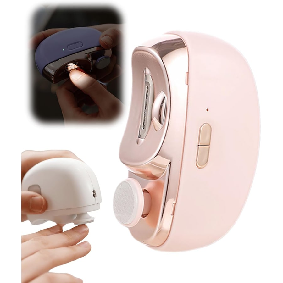 Catzon Electric Nail Clipper 2 in 1 Automatic Trimmer Polisher with Light-Pink