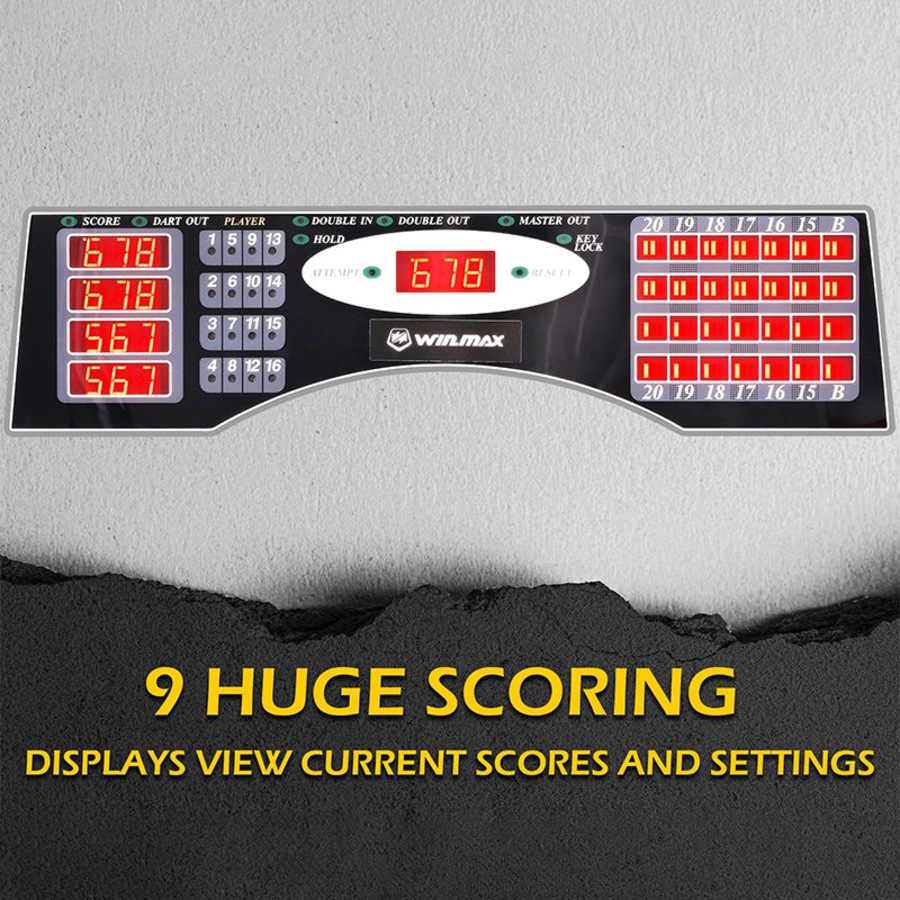 Catzon Electronic Dart Board Cabinet Set LED Electric Digital Soft Tip Dart Boards for Adults-Wood