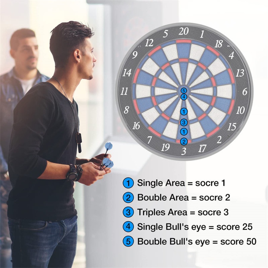 Catzon Electronic Dart Board Cabinet Set LED Electric Digital Soft Tip Dart Boards for Adults-Wood