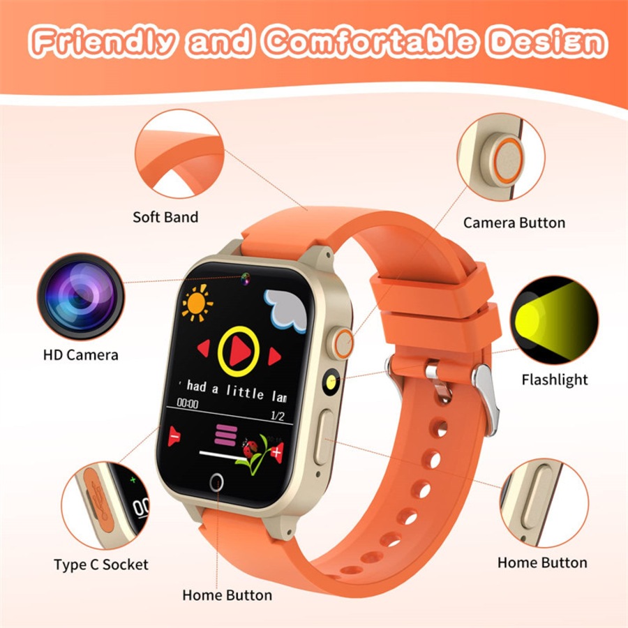 Catzon Electronic Smart Watch 26 Games HD Touchscreen Educational Toy for Kids Age 3 to 12-Orange
