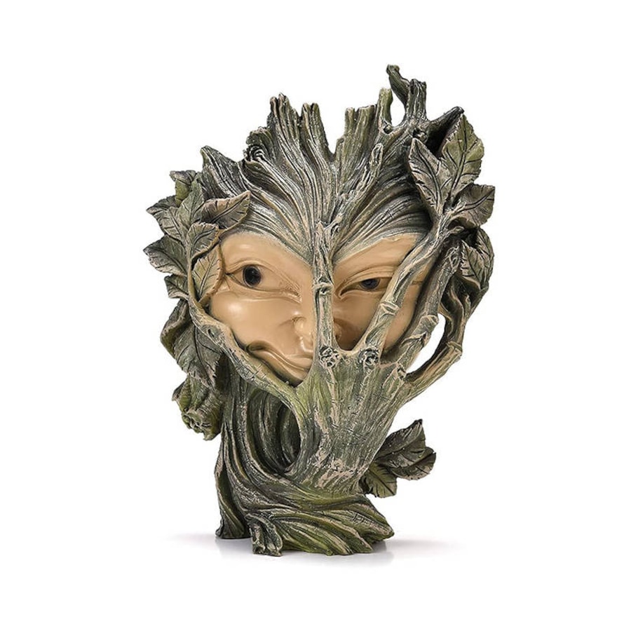 Catzon Elf Statue Tree Faces Decor Resin Crafts for Garden Patio Lawn
