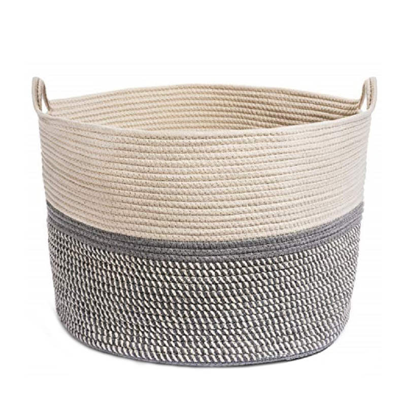 Catzon Extra Large Cotton Rope Woven Basket Clothes Storage Basket with Handles
