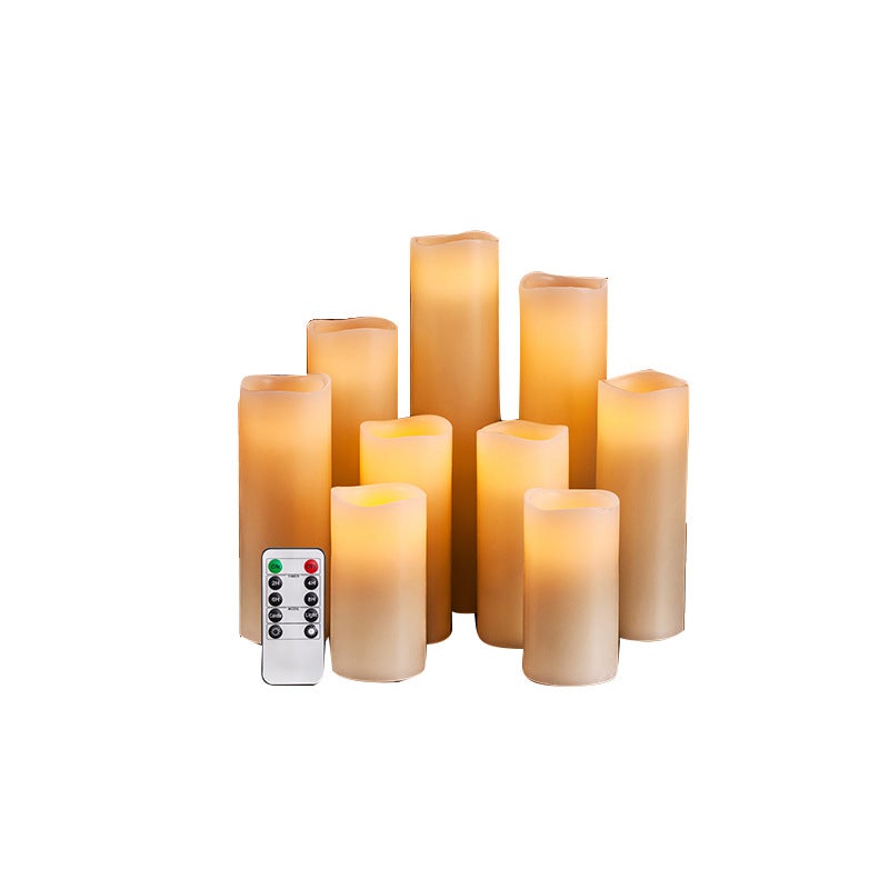 Catzon Flameless Candles Battery Operated Candles 4" 5" 6" 7" 8" 9" Set of 9 Ivory Real Wax Pillar LED Candles with 10-Key Remote