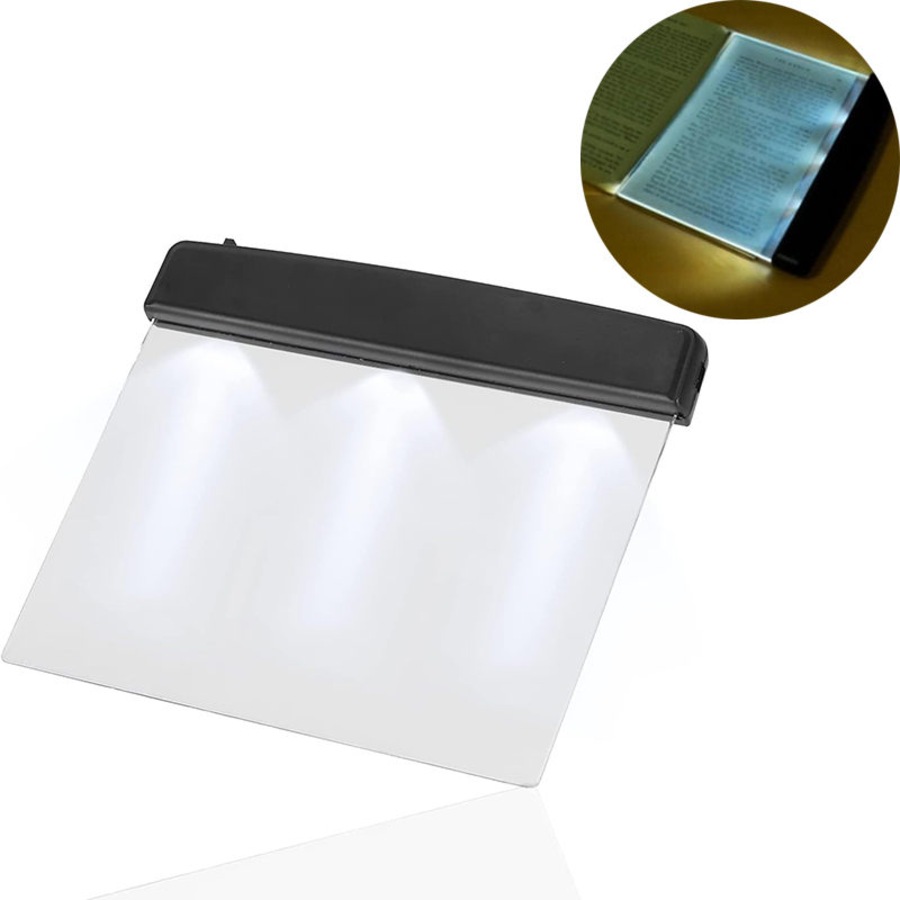 Catzon Flat Book Light for Reading Wireless Clear Full Page LED Board-Black