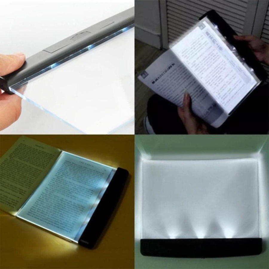 Catzon Flat Book Light for Reading Wireless Clear Full Page LED Board-Black