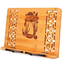 Catzon Foldable Book Stand Reading Frame Rest holder Cookbook /Tablet PC textbook/Music Document Stand Desk Bookrest with Retro Hollow -Lotus Plant & Lotus Root