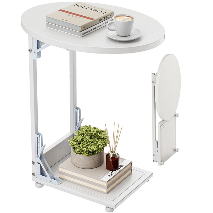 Buy Catzon Folding Side Table Metal Frame C-Shaped End Couch Tables for ...