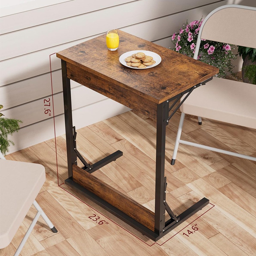 Catzon Folding TV Tray Table C-Shaped End Table for Couches