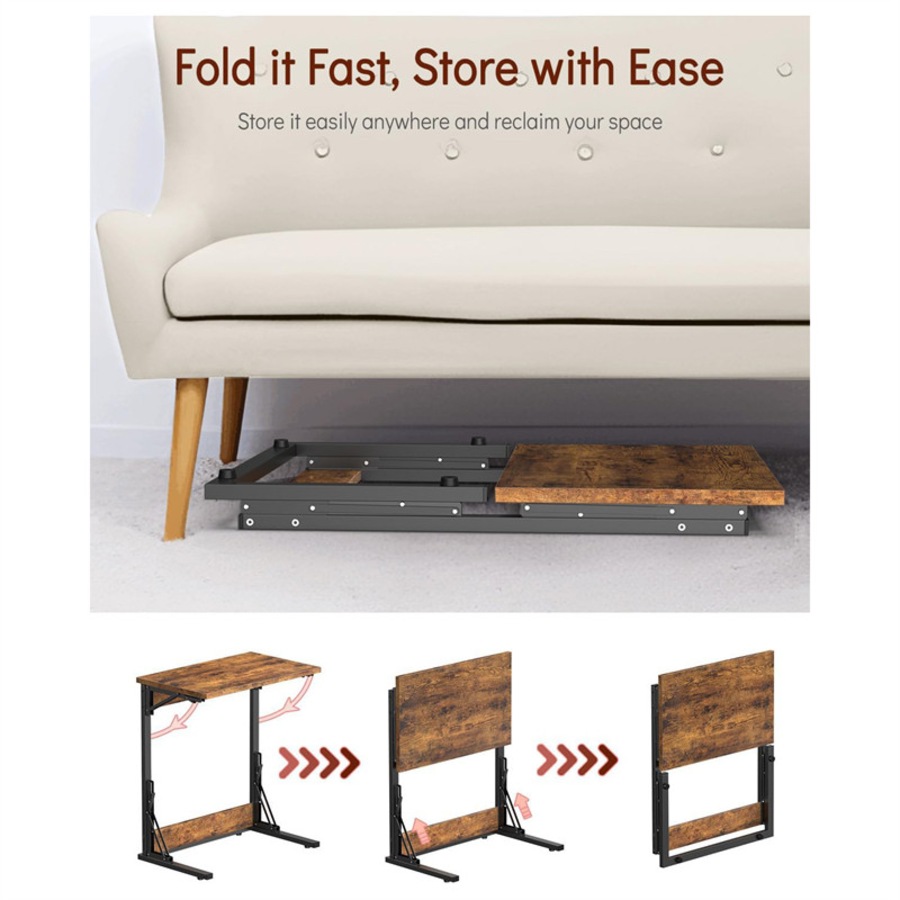 Catzon Folding TV Tray Table C-Shaped End Table for Couches