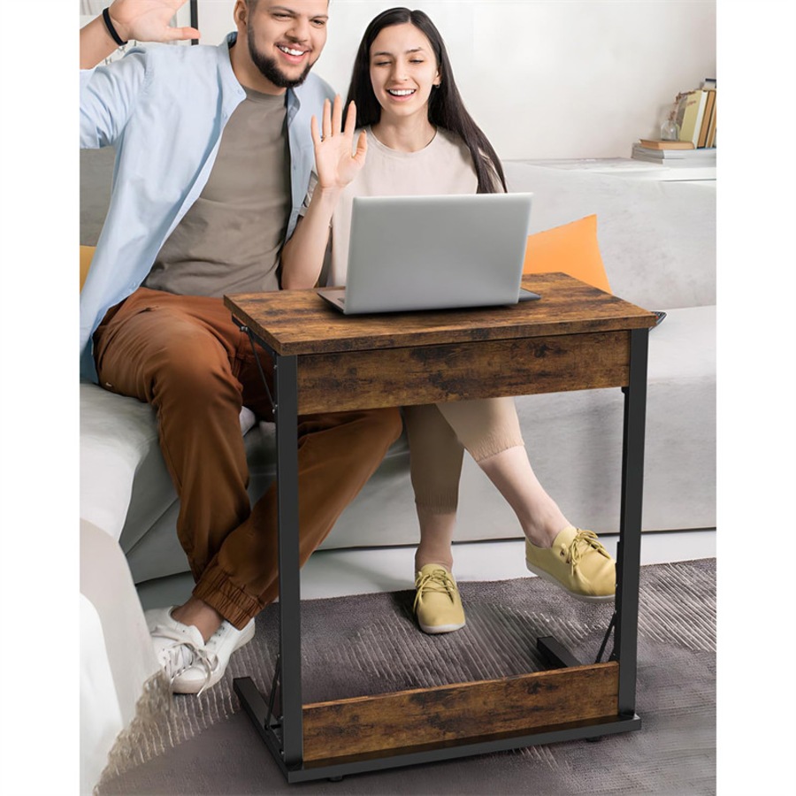 Catzon Folding TV Tray Table C-Shaped End Table for Couches