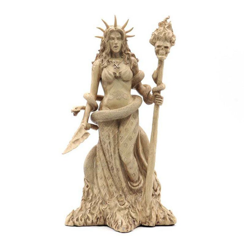 Catzon Greek Goddess Hecate Figurine White Sorceress Witchcraft Statue Creative Character Decorations