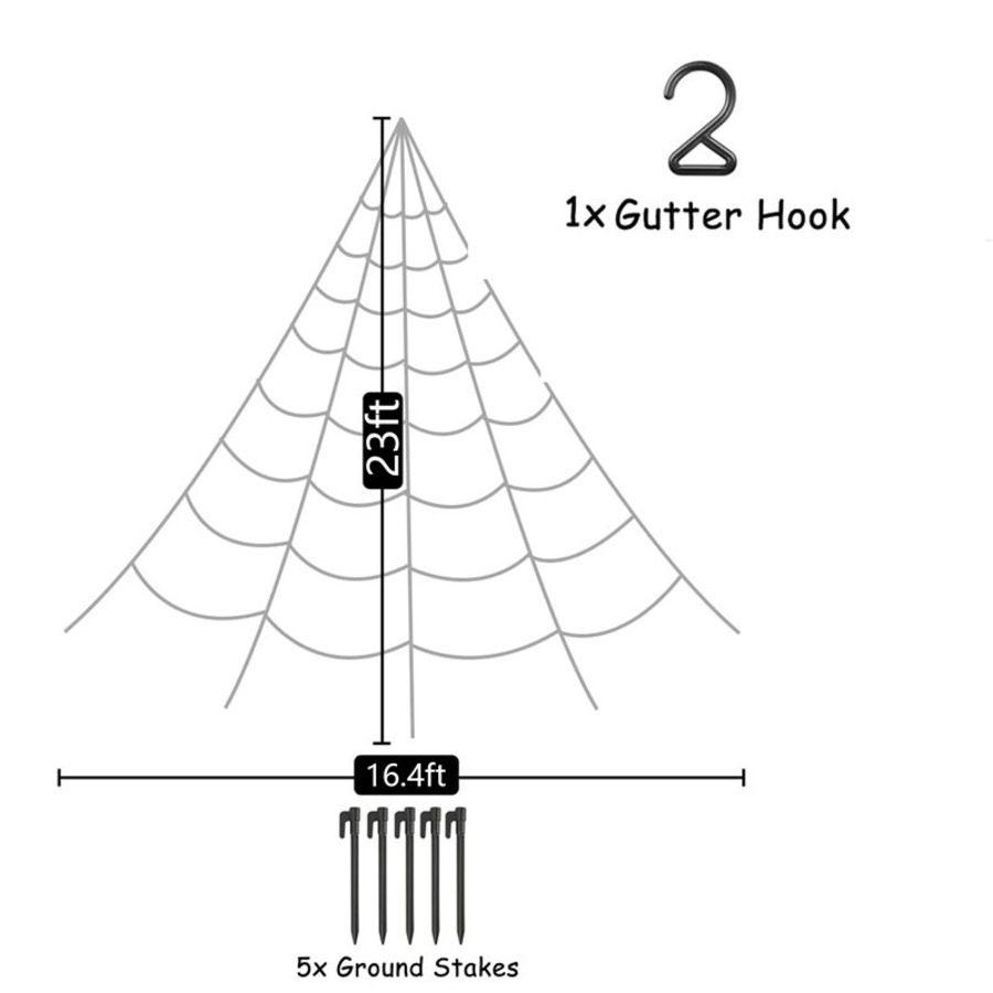 Catzon Halloween Spider Web 5m with 250 LED Purple Lights for Indoor Outdoor Decor