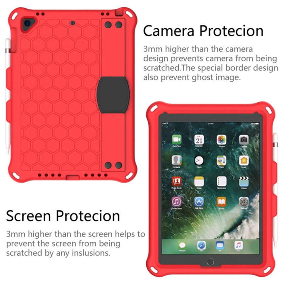 Catzon Hive iPad Case For iPad 5/6/Pro 9.7/iPad9.7 Durable Stand Cover With Shoulder Strap-RedBlack
