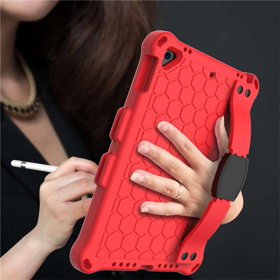 Catzon Hive iPad Case For iPad 5/6/Pro 9.7/iPad9.7 Durable Stand Cover With Shoulder Strap-RedBlack