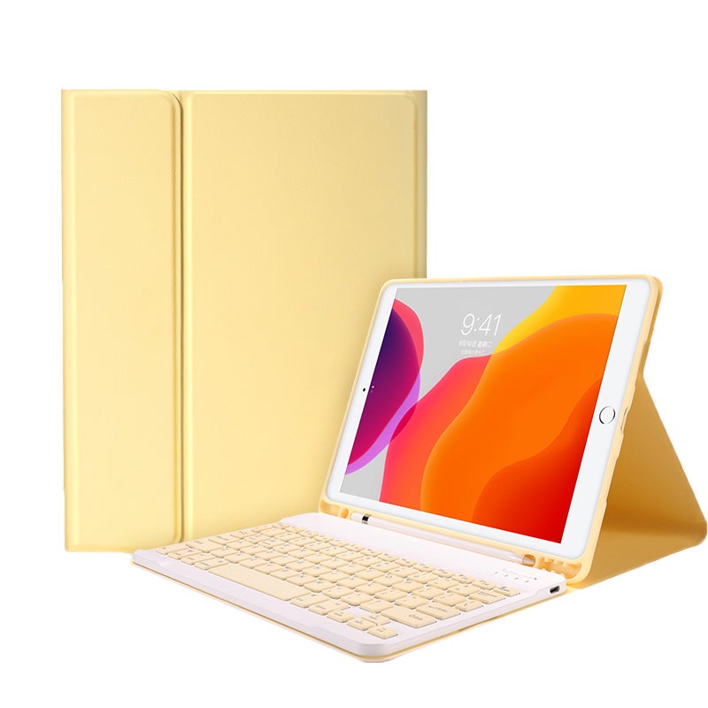 Catzon iPad Keyboard case Ultra-thin Full-size Silent with Numeric Bluetooth Wireless Keyboard-Yellow