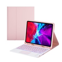 Catzon iPad Keyboard Case with 7-color Backlit Wireless Keyboard Built-in Touchpad for iPad 10.2/9.7/10.5-Pink