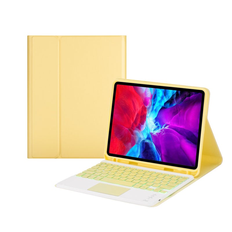 Catzon iPad Keyboard Case with 7-color Backlit Wireless Keyboard Built-in Touchpad for iPad 10.2/9.7/10.5-Yellow