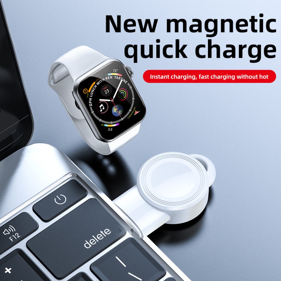 Catzon iWatch Magnetic Wireless USB Charger for Apple Watch Series 6/5/4/3/2/1/SE-White